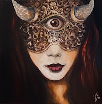 a painting of a woman with horns on her head