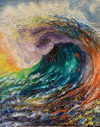 a painting of a wave in the ocean
